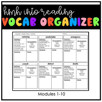Preview of HMH Vocabulary Organizer (Modules 1-10)