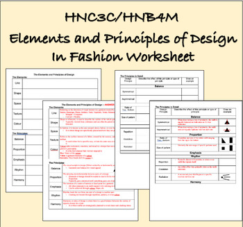 Preview of HNC3C/HNB4M Elements and Principles of Design - Directed Towards Fashion Handout