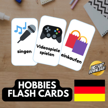 Preview of HOBBIES GERMAN Edition (25 emoji pictures) • Montessori Cards • Flash Cards PDF