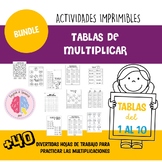 HOJAS DE TRABAJO - Multiplicaciones (Tablas de Multiplicar