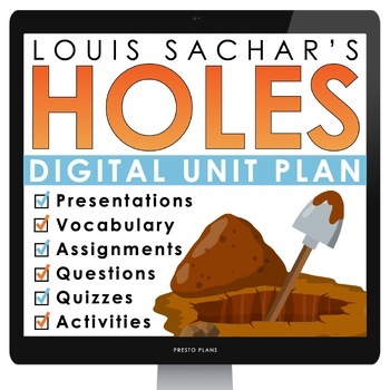 Preview of Holes Unit Plan - Louis Sachar Novel Study Reading Unit - Digital Version