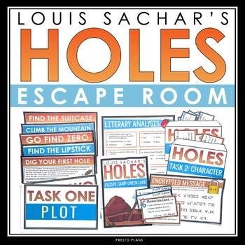 Preview of Holes Escape Room Novel Activity - Breakout Review for Louis Sachar's Novel