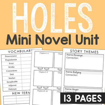Preview of HOLES Novel Unit Study | Book Report Project | Activity Worksheets | Movie Guide