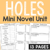 HOLES Novel Unit Study | Book Report Project | Activity Wo