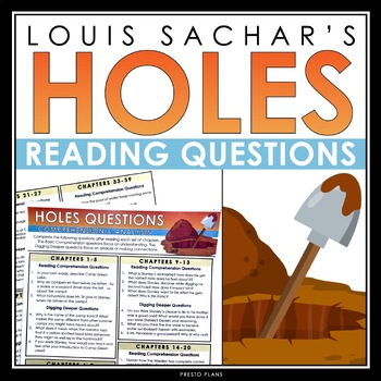 Preview of Holes Questions Comprehension & Analysis Chapter Reading Questions Louis Sachar