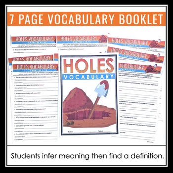 holes vocabulary booklet and presentation slides by presto plans