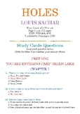 HOLES by Louis Sachar; Multiple-Choice Study Guide Quiz w/