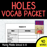HOLES by Louis Sachar VOCABULARY PACKET