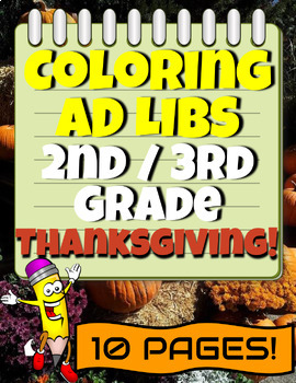 Preview of HOLIDAY BUNDLE 2nd and 3rd Grade Coloring Ad Libs Worksheets for Writing