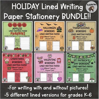 Preview of HOLIDAY Lined Writing Paper Templates - Primary Writing Paper with Picture Box
