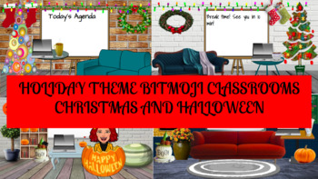 Preview of HOLIDAY Bundle Bitmoji Classrooms (Christmas and Halloween)