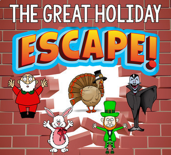 Preview of HOLIDAY Escape Room Bundle (Activities, Trivia & Puzzle Games for Students)