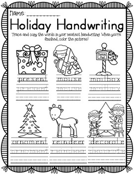Christmas Handwriting Practice Worksheet by Kendra's Kreations in 2nd Grade