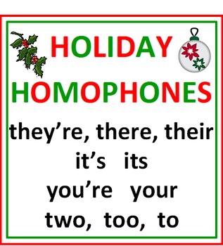 Preview of CHRISTMAS HOLIDAY HOMOPHONES (62 examples)