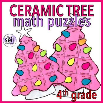 Preview of HOLIDAY MATH CHRISTMAS CRAFT WINTER ACTIVITY - CHRISTMAS TREE - FOURTH GRADE