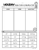 HOLIDAY Nouns, Verbs and Adjectives Sorting Worksheet Pack!