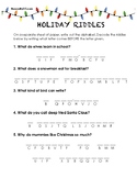 WINTER WORKSHEET: Decode the Holiday Riddles