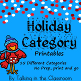 HOLIDAY THEMED CATEGORY PRINTABLES