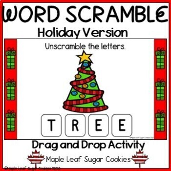 Preview of HOLIDAY!!! WORD SCRAMBLE! VOCABULARY / SPELLING ***CHRISTMAS*** SLIDES