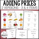 HOLIDAY addition, Grocery Items Practice, Menu Math