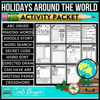 Preview of HOLIDAYS AROUND THE WORLD ACTIVITY PACKET Christmas Around the World worksheets