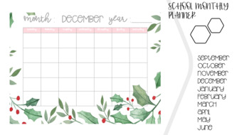 Preview of HOLIDAYS MONTHLY PLANNER - SCHOOL MONTHS ONLY