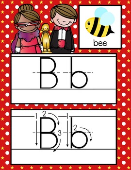 HOLLYWOOD - Alphabet Cards, Handwriting, Flash Cards, ABC print with pictures