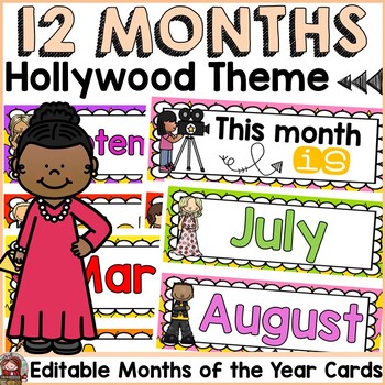 HOLLYWOOD MOVIE NIGHT CLASS DECOR: EDITABLE MONTHS OF THE YEAR POSTERS