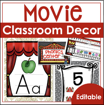 Preview of HOLLYWOOD MOVIE THEME CLASSROOM DECOR EDITABLE MEGA BUNDLE