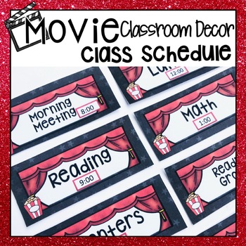 Preview of HOLLYWOOD MOVIE THEMED CLASSROOM DECOR DAILY SCHEDULE DISPLAY CHART