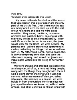 Preview of HOLOCAUST SHORT STORY (A LETTER FROM AUSCHWITZ)