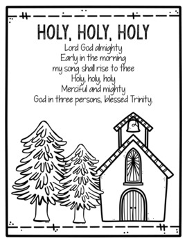 Holy Holy Holy Hymn Coloring Page Poster Sunday School Activity