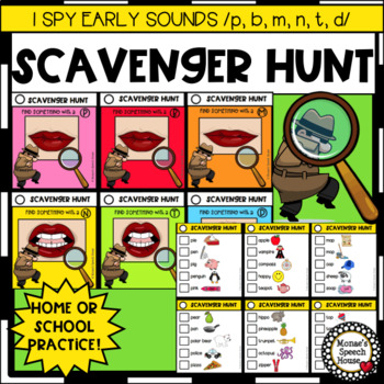 Scavenger Hunt Early Sounds Speech Therapy P B M N T D Tpt