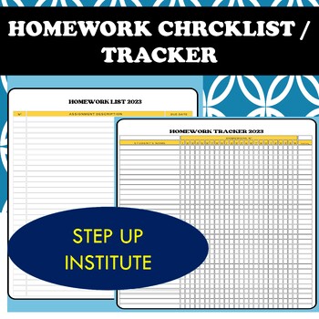 HOMEWORK TRACKER/ CHECKLIST for teachers by Step Up Institute | TPT