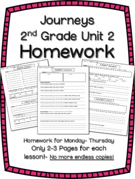 HOMEWORK for Journeys 2nd Grade UNIT 2 by Countless Smart Cookies