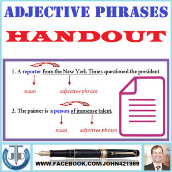 Preview of ADJECTIVE PHRASE OR ADJECTIVAL PHRASE - SCAFFOLDING NOTES