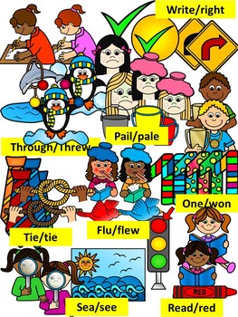 homophones clipart graphics 210 images 30 pairs 60