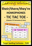 HOMOPHONES -  there-their-they're TIC TAC TOE Spelling Game