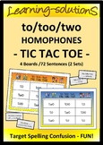 HOMOPHONES to-too-two TIC TAC TOE GAME