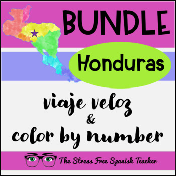 Preview of HONDURAS Spanish CI Reading AND Color By Number BUNDLE