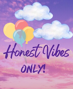 Preview of HONEST VIBES ONLY - Encouragement Mental Emotional Health Poster Decor Printable