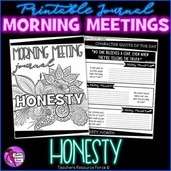 Preview of HONESTY Character Education SEL Morning Meeting Printable Journal