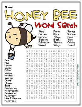 HONEY BEE | Word Search Puzzle Worksheet Activity by Jito Studio