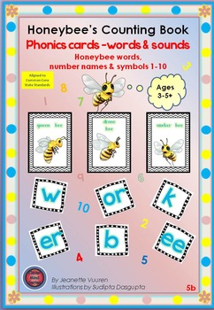Preview of PHONICS CARDS: HONEY BEE WORDS & PICTURES:5b-COLOR
