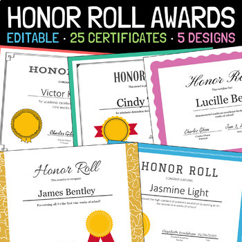 Honor Roll Awards Certificates by The Lost Teacher | TPT