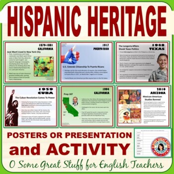 HISPANIC HERITAGE IN AMERICA Presentation or Posters & Activity DIGITAL ...