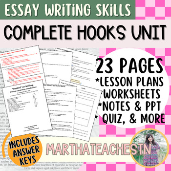 Preview of HOOKS: A HUGE Complete 5 Day Essay Writing ELA Unit with Lesson Plans + WS