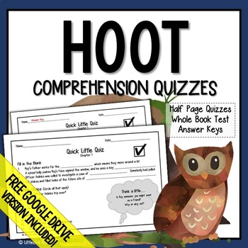 Preview of HOOT Comprehension Questions (HOOT Novel Study)