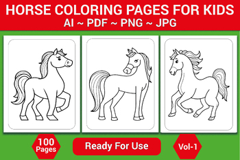 Preview of HORSE VECTOR OR HORSE COLORING PAGES FOR KIDS