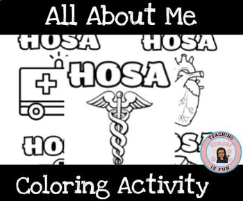 Preview of HOSA Getting to know you Back To School Coloring Activity All About Me
